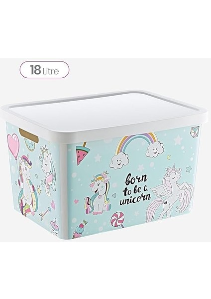 Stafi Desenli Çok Amaçlı Kapaklı Kutu 18 Lt Unicorn modelleri