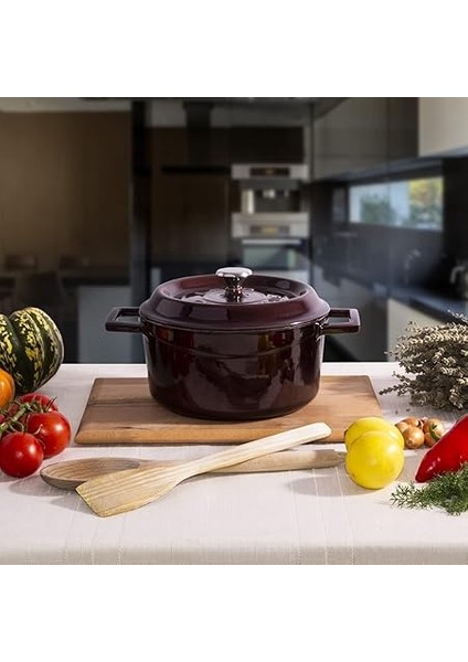 Metal Premium Serisi - Döküm Yuvarlak Tencere, 24 Cm, Majolik Mor fiyatları