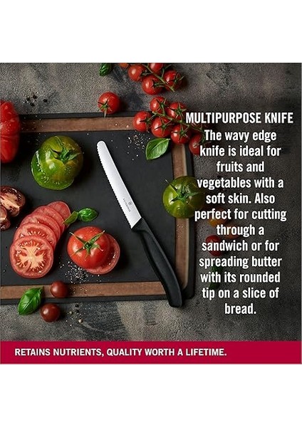 Vt 6.7833 Swiss Classic Siyah Tırtıklı Domates Sosis Bıçağı 11 cm fırsatları