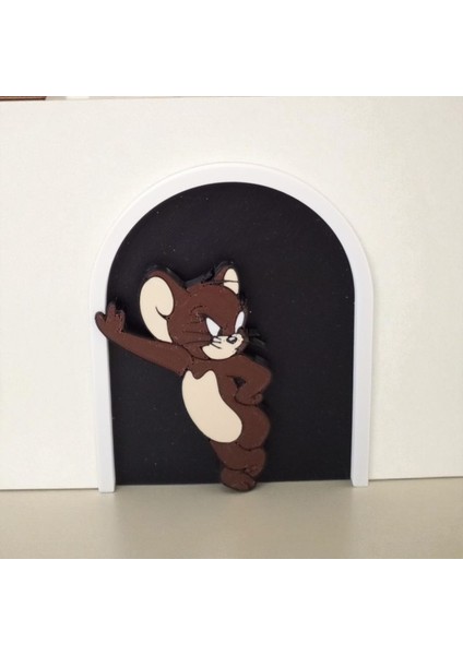 Ceresshop Jerry Dekoratif Mini Kapı – Fare Deliği Duvar Süsü Kahverengi