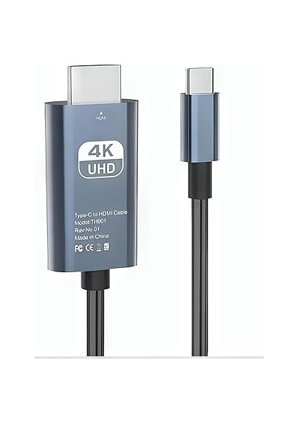 To HDMI Dönüştürücü Kablo 2 Metre – 4K Ultra Hd Görüntü, iPhone 15 ve Tüm Type-C Cihazlarla Uyumlu, Tak Çalıştır Destekli HDMI Kablo (Hb-06) | Evınto fiyatları