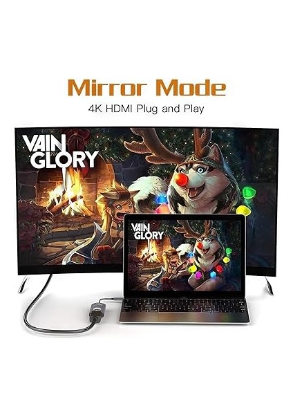 To HDMI Dönüştürücü Kablo 2 Metre – 4K Ultra Hd Görüntü, iPhone 15 ve Tüm Type-C Cihazlarla Uyumlu, Tak Çalıştır Destekli HDMI Kablo (Hb-06) | Evınto modelleri