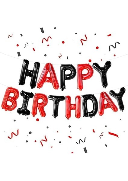 Birthday Folyo Balon (Kırmızı Siyah Düz Yazı) fiyatları