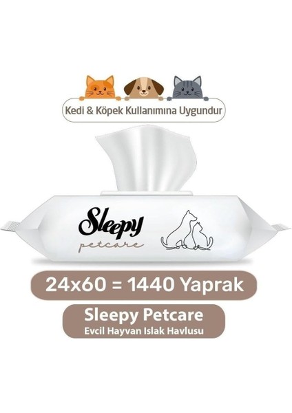 Petcare Evcil Hayvan Islak Havlusu 24X60 1440 Yaprak