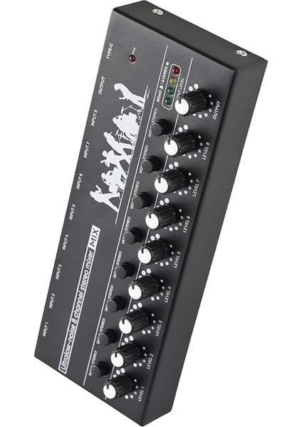 Kanal Ses Mikseri Mono/stereo Anahtarlama Ses Mikseri Seviye Göstergesi Işığı ile 6.35MM Trs/ts Giriş Metal Demir Kabuğu Tip-C Ses Işlemci Karıştırıcı Gitar Bas Için Bağımsız modelleri