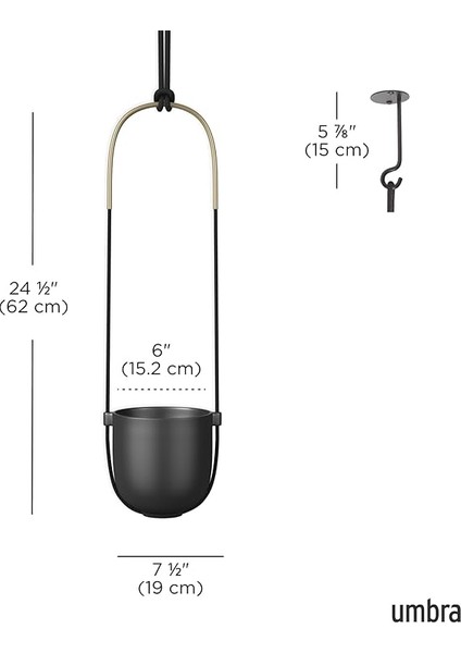 Bolo Iç Mekan Için Çiçek Askısı – Duvara ve Tavana Takmak Için Asılı Çiçek Saksısı, Oda Bitkileri, Sukulentler, Hava Bitkileri, Kaktüs, Yapay Bitkiler ve Daha Fazlası Için, Seramik/pirinç, Siyah modelleri
