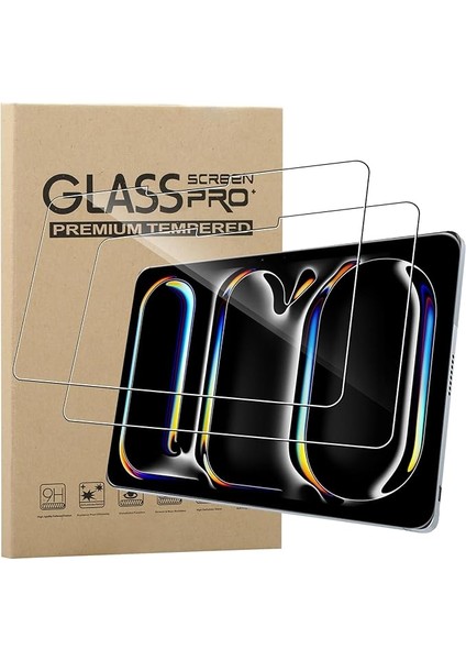 Ekran Koruyucu iPad Pro 13 Inç M4 (2024), 2 Paket Hd Şeffaf Çizilmeye Dayanıklı Temperli Cam [9h Sertlik] Dokunmaya Duyarlı Anti-Parmak Izi Anti-Yağ Koruyucu Ekran Koruyucu Film