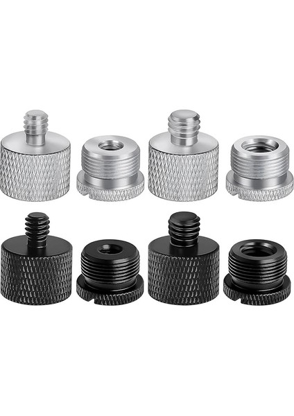 8'li Paket Mikrofon Ayak Adaptörü, 5/8 - 3/8 Erkek, 3/8 - 5/8 Erkek, Mikrofon Standı, Ok Kolu, Kamera Tripodu Için