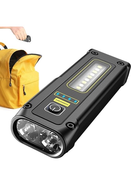 Çok Fonksiyonlu USB Şarjlı LED El Feneri | 500 Lümen, 2 Tuşlu 8 Mod, Kırmızı-Mavi Flaşör, Cob Yan Işık, Type-C Girişli, Taşınabilir Aydınlatma fiyatları