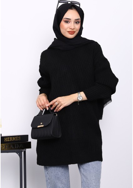 Siyah Bisiklet Yaka Triko Kazak