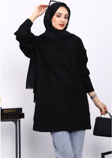 Siyah Bisiklet Yaka Triko Kazak modelleri