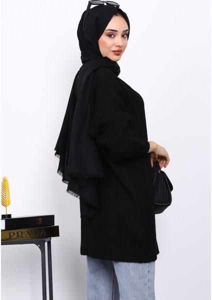 Siyah Bisiklet Yaka Triko Kazak fırsatları