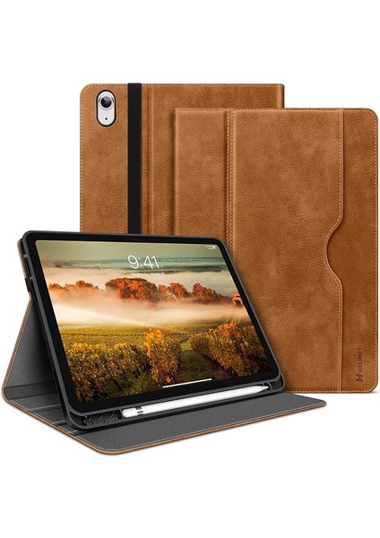 Holımet iPad 10 Nesil 2022 Kılıf, Kalem Tutuculu Pu Deri Tpu Arka Kapak, Darbeye Dayanıklı Koruyucu, Otomatik Uyku/uyanma, 10,9 Inç - Kahverengi