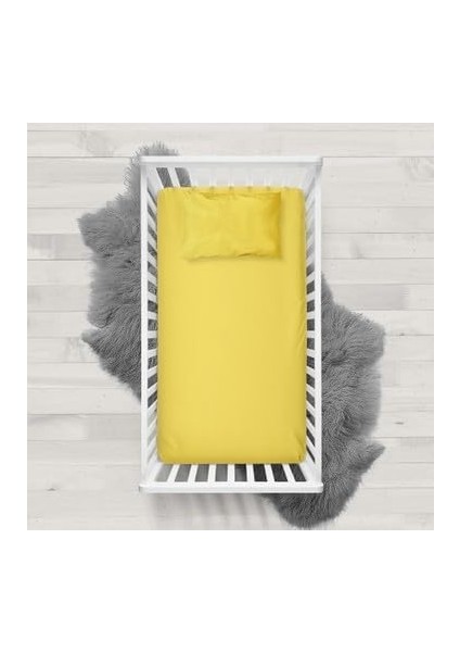 80X130 Lastikli Ranforce Bebek Çarşaf Takımı - Sarı