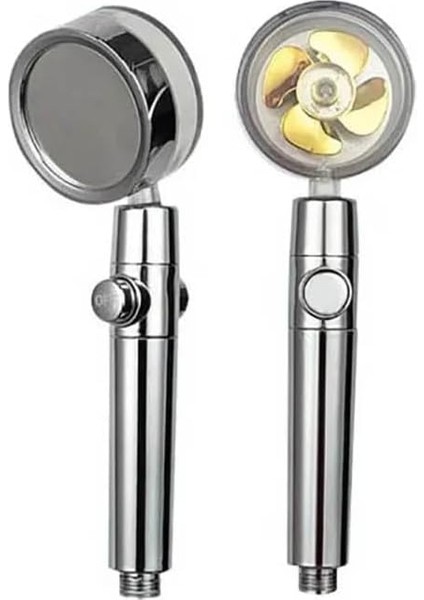 Silver Sapphire Turbo Pervaneli Duş Başlığı Yüksek Basınçlı Fıskiye Batarya Start/stop Düğmeli Duş Hortumu 150 cm ve Mafsal Set Duş Başlığı Seti fiyatları