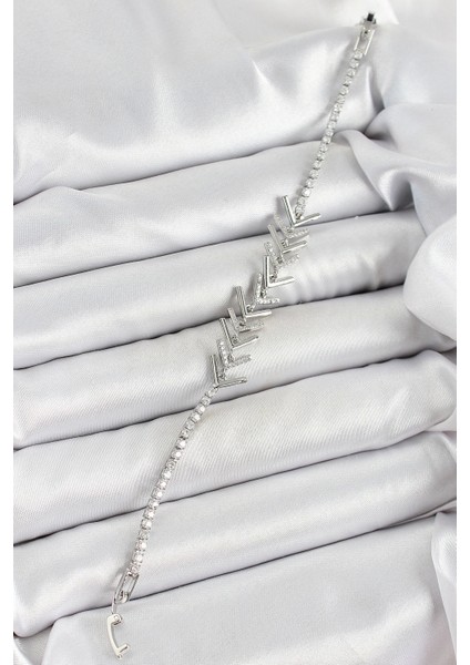 Bfs Pirinç Gümüş Renk Zirkon Taşlı Balık Sırtı Kadın Bileklik fiyatları