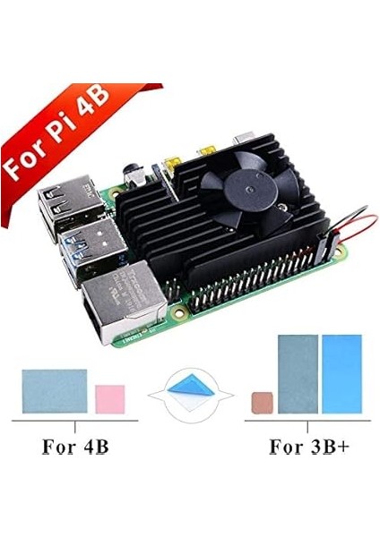 Raspberry Pi 4 Fan Kiti, Raspberry Pi 4b & Raspberry Pi 3b + / 3b Için Fanlı Alüminyum Soğutucu fırsatları