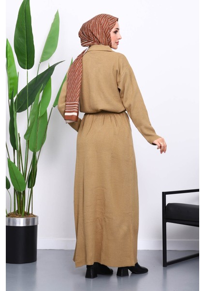 Vizon Gömlek Yaka Düğmeli Triko Etekli Takım fırsatları