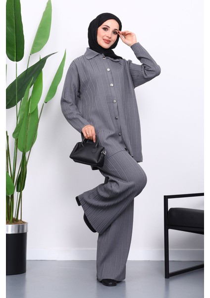 Füme Gömlek Yaka Düğmeli Pantolonlu Triko Takım fiyatları