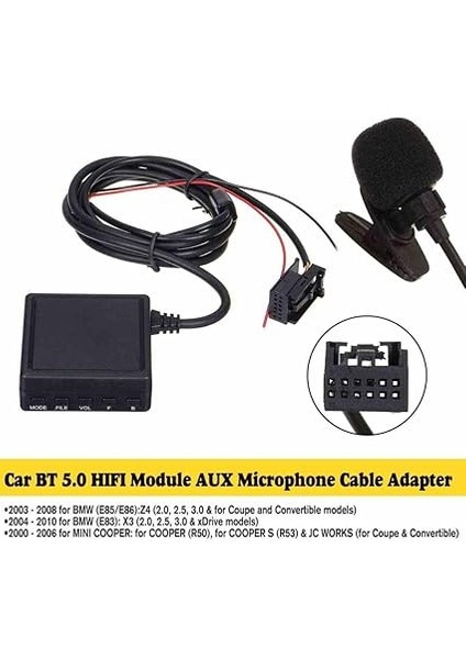 E85 83 Z4 X3 Mini Cooper Bt 5.0 Mikrofonlu Aux Adaptörü SKU10 USB Tf Kart Girişi fiyatları