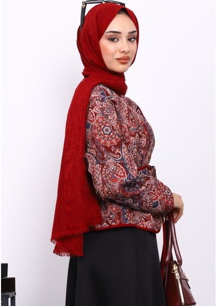Bordo Etnik Desenli Cepli Ceket fırsatları