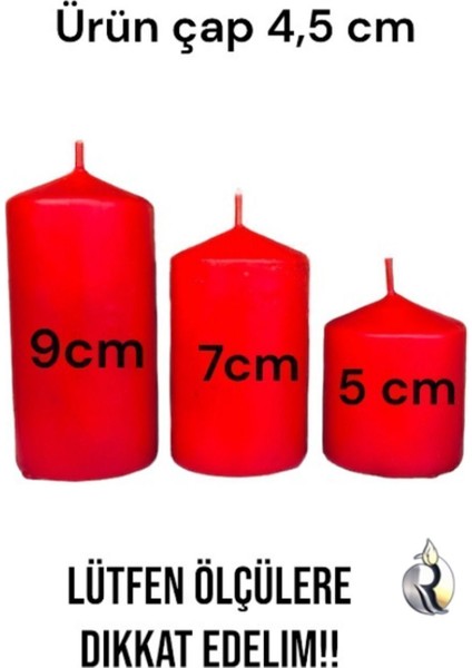 3 Adet Silindir Mum Seti Kırmızı fırsatları