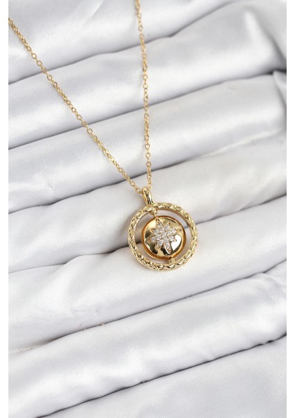 316L Çelik Zincir Gold Renk Kutup Yıldızı Model Kadın Kolye