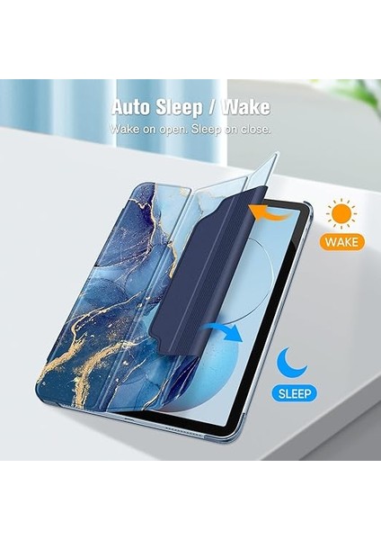 iPad Air 11 Inç M2 (2024), iPad Air 5. Nesil (2022)/ iPad Air 4. Nesil 10,9 Inç Kılıf - [mıknatıslı Kilit] Yarı Saydam Mat Arka Yüzlü Hafif Dik Duran Kılıf, Okyanus Mermeri modelleri