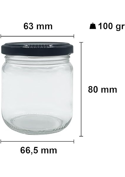 210 ml Siyah Metal Kapaklı Şeffaf Cam Kavanoz 9 Adet fiyatları