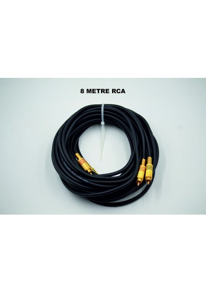 Amfi Rca Kablosu – 8 Metre - El Yapımı %100 Bakır – Uzun Anfi Rca Ses Kablosu - 8 mt