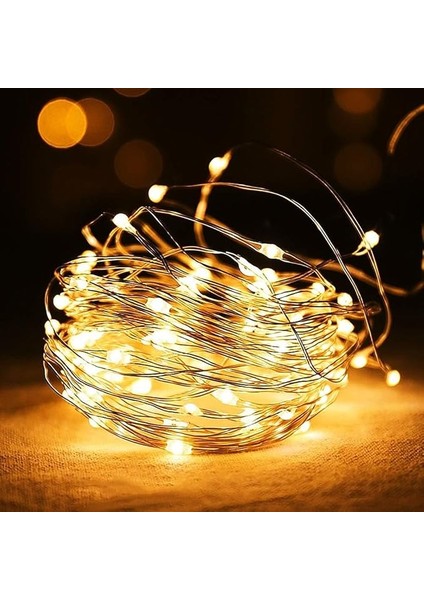 Peri LED Işık 3 Metre (Sarı) Pilli Aydınlatma Şerit LED Saçak Spot Süsleme (1 Adet)