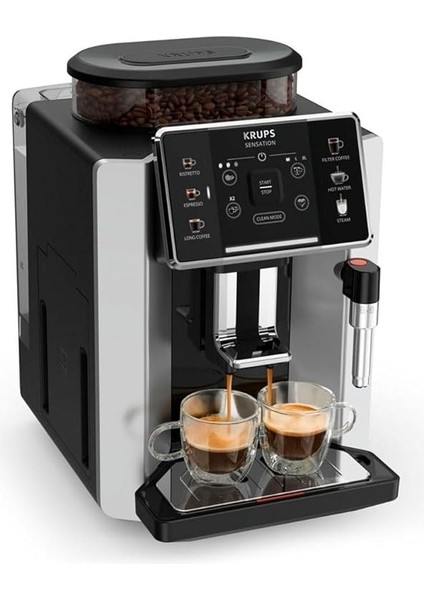 Sensation C90, Tam Otomatik Kahve Makinesi, Kolay Kullanım ve Bakım, Işıklı Uyarılar, Pratik Temizlik, Gümüş, EA910E10