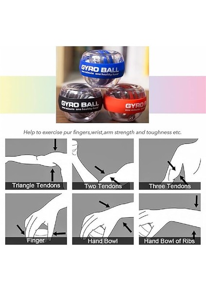 Güçlendirici Top Önkol Egzersizi Otomatik Başlatma Bilek Gyro Top, Lotorr Ball Kolları, Parmakları, Bilek Kemiklerini ve Kasları Güçlendirmek Için Kullanılır indirimleri