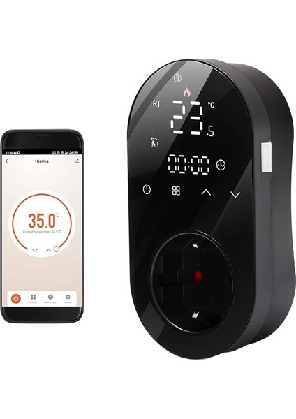 Dijital Termostat Priz 16A Çıkış Tuya App Ses Kontrol Soketi Sıcaklık Kontrol Cihazı 5+1+1 Altı Periyot & Dokunmatik Butonlu Isıtma ve Soğutma Modu Fanlı Isıtıcı Için LED Ekran Radyatör