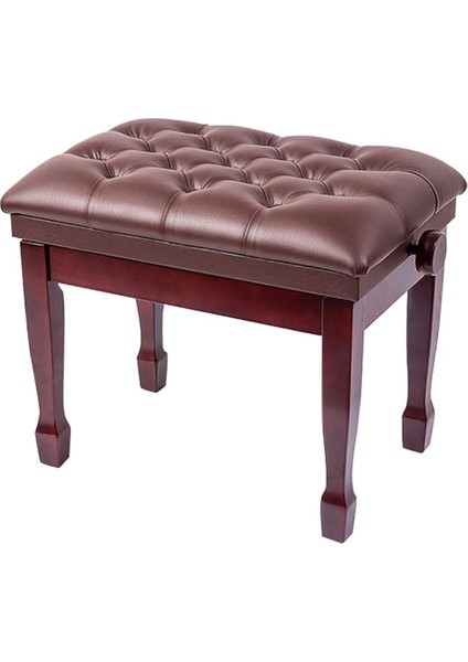 Suni Deri Piyano Taburesi, Su Geçirmez Minderli, Zarif At Nalı Ayakları 10 cm Yükseklik 58 x 41 x 48 58 cm Siyah/kahverengi