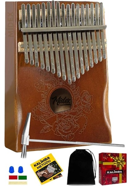 KLX-990 Ahşap Gerçek Ağaç Kaliteli Kalimba 17 Tuşlu Full Set
