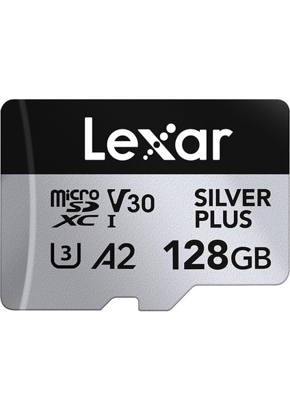 Silver Plus Micro Sd Kart 128 Gb, Sd Adaptörlü Micro Sd Hafıza Kartı, 205 Mb/s'ye Kadar Okuma Hızı, Uhs-I, A2, U3, V30, Sınıf 10, 4K UHD Microsdxc Hafıza Kartı