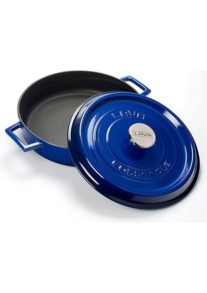 Trendy Çok Amaçlı 28 cm Döküm Demir Yayvan Tencere Mavi modelleri