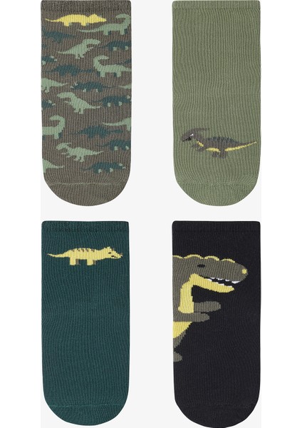 Çok Renkli Erkek Çocuk Green Dino 4lü Soket Çorap