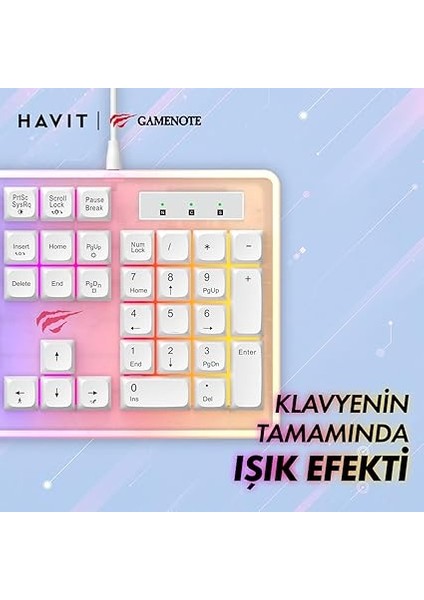 Gamenote KB876L Gaming Rgb Işıklı Oyuncu Klavyesi Beyaz fırsatları
