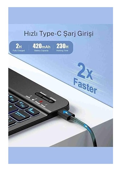 Air 11 Uyumlu 4/5/6 Nesil M2/m3 2025 Ledli Klavyeli Tablet Kılıfı Lila fırsatları