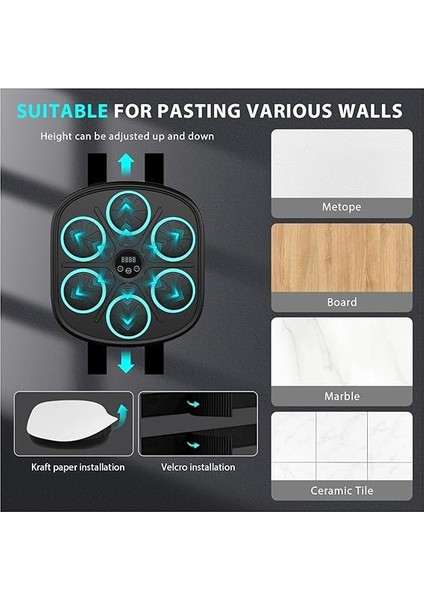 Boks Makinesi - 9 Farklı Mod ve 9 Hız Ayarı, Bluetooth Hoparlörlü, Yumruk Absorbe Edici, LED Işıklı Boks Makinesi, Eldiven Hediyeli, Çocuklar ve Yetişkinler Için Eğitici Duvar Boks Makinesi indirimleri