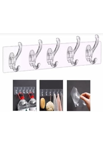 Life 5 Li Kendinden Yapışkanlı Plastik Şeffaf Askı MIT1012 indirimleri