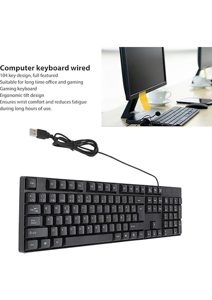 K1800 Azınlık Dili Klavye 104 Tuşlu 5ft Kablo Ergonomik Tasarım USB Kablolu Oyun Klavyesi (Ispanyolca Qwetz Düzeni) fiyatları