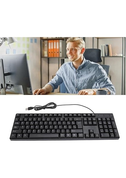 K1800 Azınlık Dili Klavye 104 Tuşlu 5ft Kablo Ergonomik Tasarım USB Kablolu Oyun Klavyesi (Ispanyolca Qwetz Düzeni) indirimleri