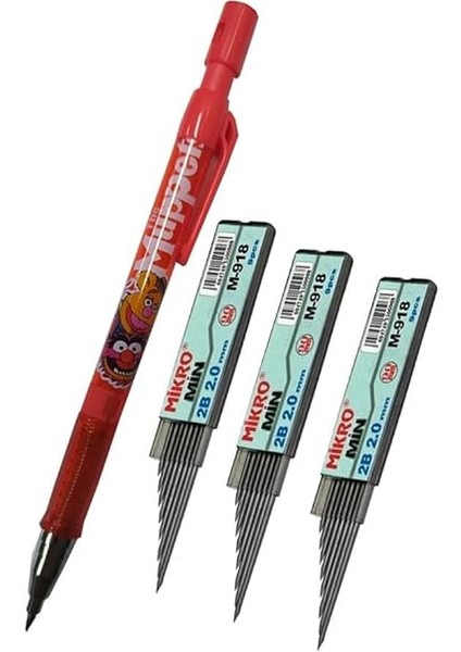 mm Kalın Uçlu Versatil Kalem Kırmızı Renk 1 Adet ve 2.0 mm Kalın Uç Siyah 3 Adet Kalın Uçlu Mekanik Kalem fiyatları