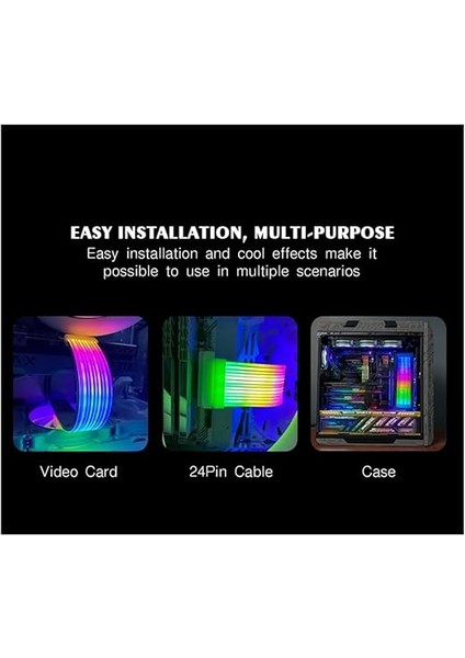 Rgb LED Şerit Argb Sync Kurulu Bilgisayar Güç Kaynağı Atx 24PIN Gpu Grafik Kartı 8pin Kablo Kılıfı X8 modelleri