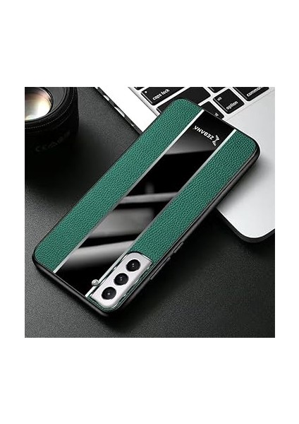 Samsung Galaxy S21 Fe 5g ile Uyumlu Kılıf Zebana Premium Deri Kılıf Yeşil modelleri