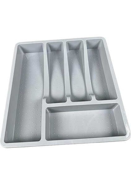5 Bölme Çekmece Içi Kaşıklık Organizer Çatal Kaşık Bıçak Düzenleyici Pratik Kepçe 33X35 cm Gri Renk