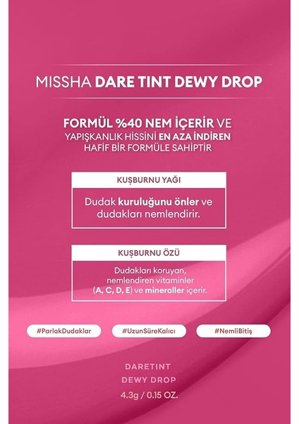 Uzun Süre Kalıcı, Nemli Bitiş Sunan Parlak Tint Dare Tint Dewy Drop (Mauve Fog) fiyatları